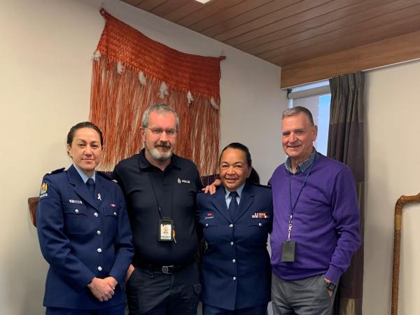 Mel with her instructors from her recruit days and now RNZPC colleagues: (left to right) Inspector Bernie Boyle-Tiatia, Nevan St