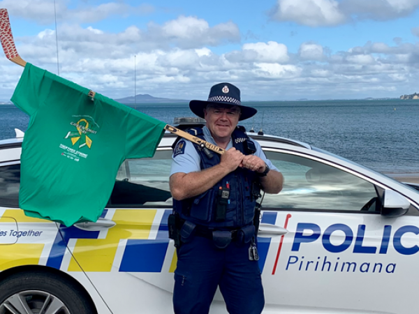 Flying the shirt - Senior Constable Bryan Ward.