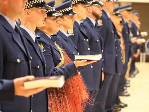 The constables' formal attestation - usually carried out earlier in graduation week - was a feature of the ceremony.
