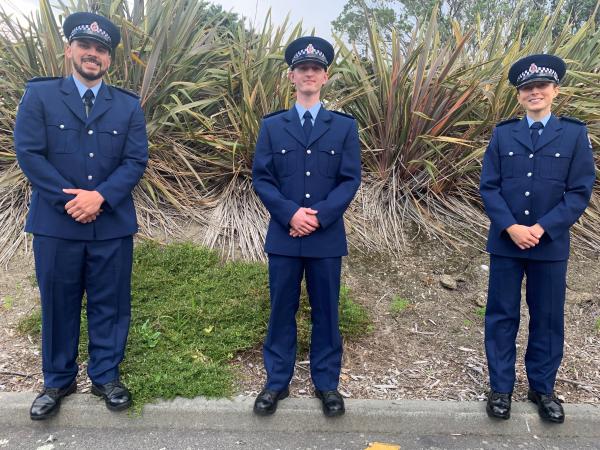Top award-winners Constables Isaac Tamapeau, Jordan Broderick and Jess Hinchliff.