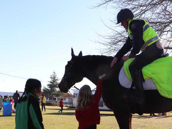 The kids loved meeting Constable Melissa Wallace and her horse Maotai.