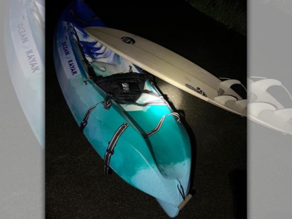 The kayak and surfboard the constables used in the rescue.