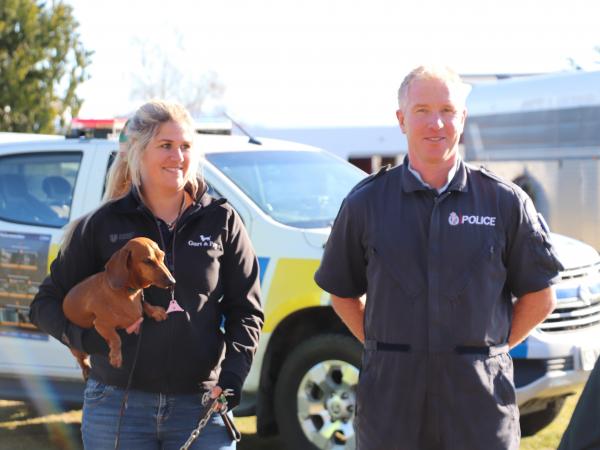 Harriet Bremner and Pops with Middlemarch Sole Charge Constable Allan Lynch.