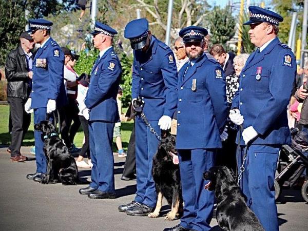 A Guard of Honour was formed by members of the Northland and Auckland dog squads.