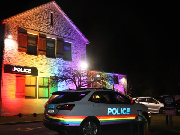 Queenstown's rainbow-lit station