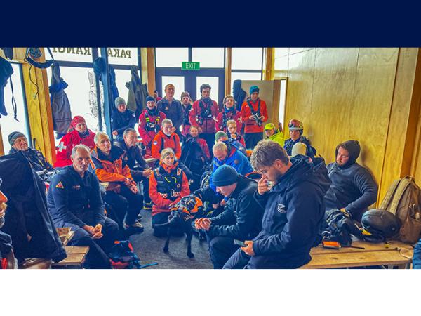 Teams at the briefing, rugged up for the day ahead. PHOTO CREDIT: A Hoyle.