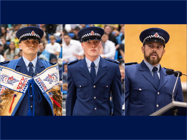 From left: First in Wing Constable Steven Young; Second in Wing Constable Joshua Dent; and leadership award winner Constable Ang