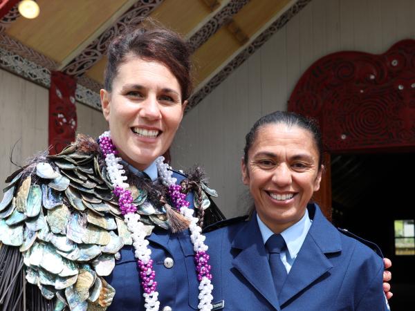 From one wāhine toa to another. A special moment was when former Kāpiti-Mana Area Commander Superintendent Tracey Thompson place