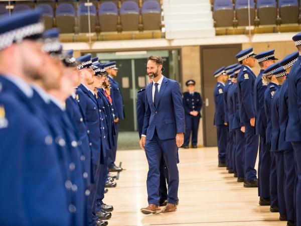 Wing Patron Grant Elliot inspecting the wing during the graduation. 