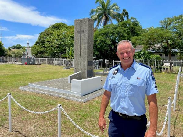 Inspector Warwick McKee in the renovated Central Police Station Park in Honiara.