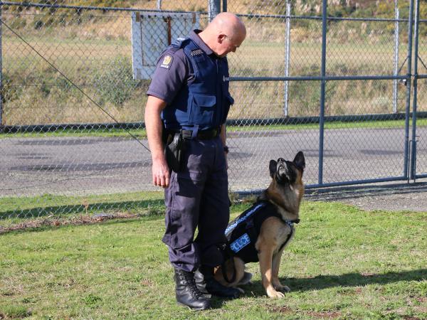 With Ike, the seasoned patrol dog who lived out his retirement with Mark.