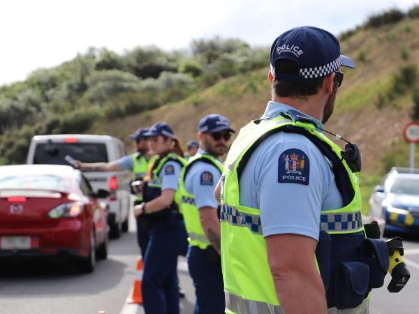 Impairment Prevention Team constables at a checkpoint in Waitangirua.