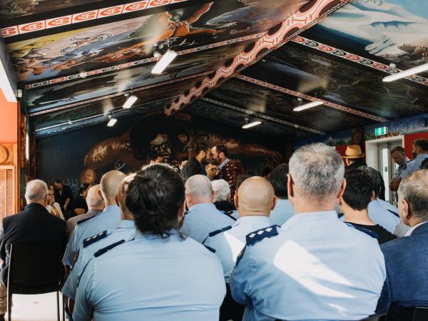 Inside Superintendent Scott Gemmell's pōwhiri.