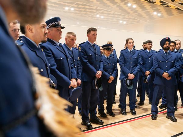 Members of Wing 364 listening to a talk byHorouta Marae kaumātua and former police officer Papa Jack Kaa.