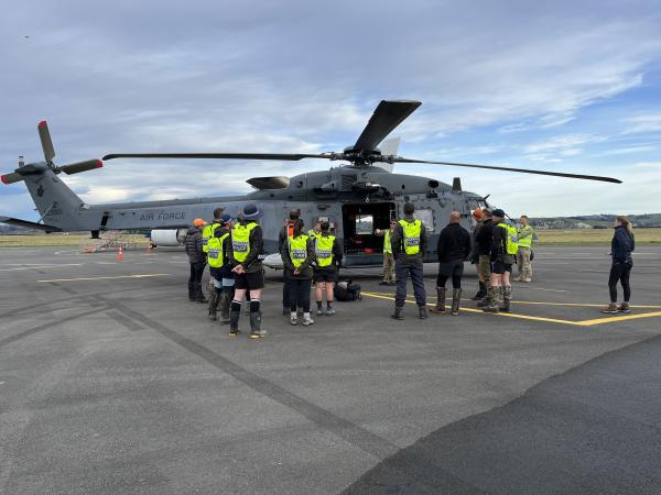 Winch training with Air Force NH90 at Hawke's Bay Airport.