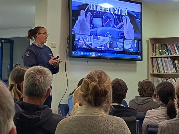 Chris at the parents and students evening sharing tips on teaching young people to drive.