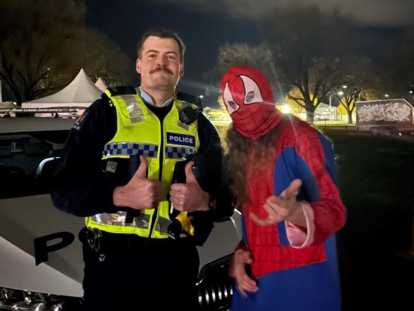 Connor and one of the 40 Hour Challenge participants dressed up as Spiderman. 