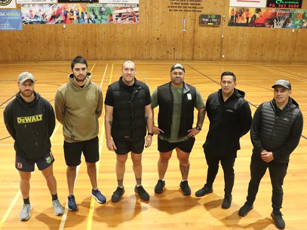 Group photo of, from left: Issac Sheridan, Owen Rayner, Constable Mark Atkins, Kumeroa Papuni-Tuhaka, Constable Rangi Kingi and 
