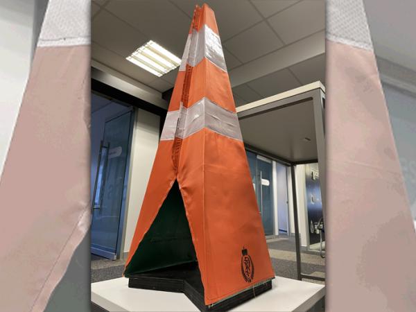 A folding road cone, as designed by Joep Lenoir.