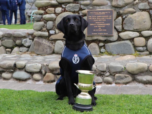 Ripper with the Alan Symes Cup for Narcotic Detector Dogs.