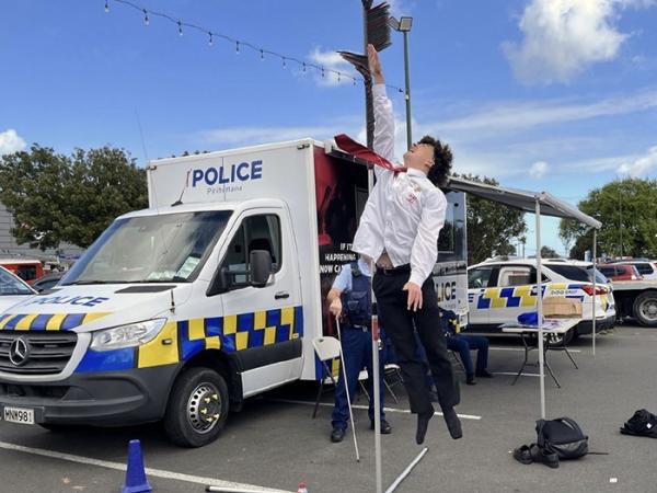 Students test their athletic abilities on the jump test at the Future Pathways Expo in Levin.
