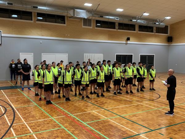 Flaxmere Te Vaka Māia rangatahi ready for a training session.