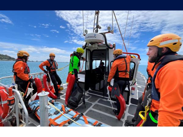 Some of the team during an induction on the Coastguard vessel.