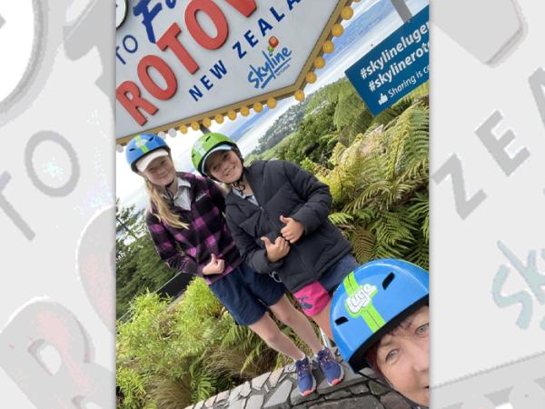 Hawke's Bay Constable Hazel Mitchell at the luge with some of the tamariki.