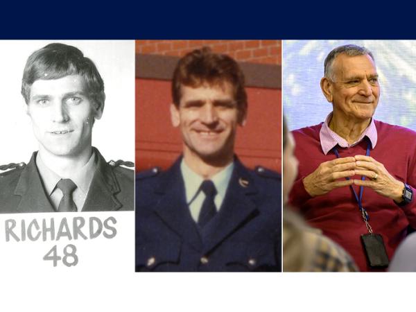 Three photos of Alan Richards during different times in his policing career.