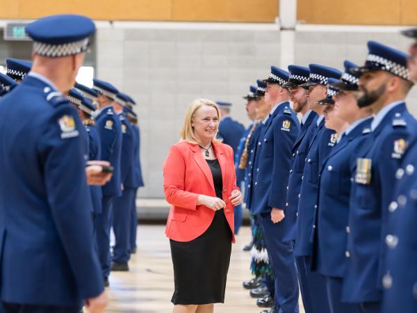 The Patron, Dame Therese Walsh, inspects the Wing. 