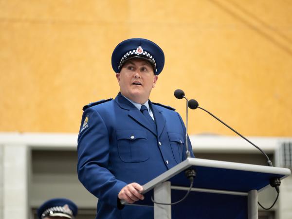 Leadership Award-winner Constable James Cooney making his speech. 