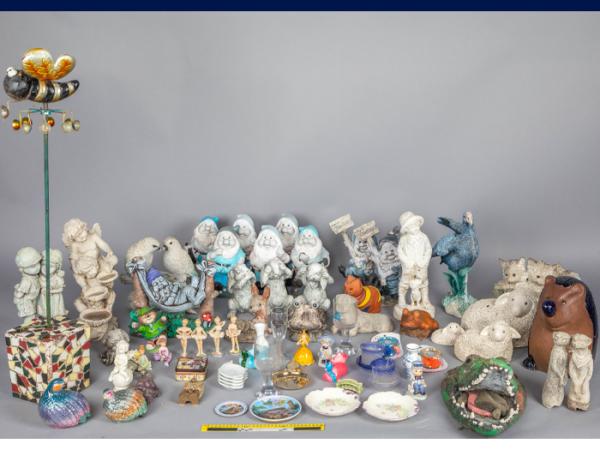 A selection of the stolen garden ornaments recovered during the search of a Hastings property.