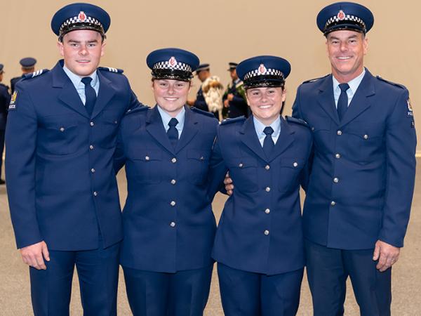 The McVey clan - Sergeant Matt, Constables Emma and Makaela, and dad Peter at Makaela's graduation in November 2023.