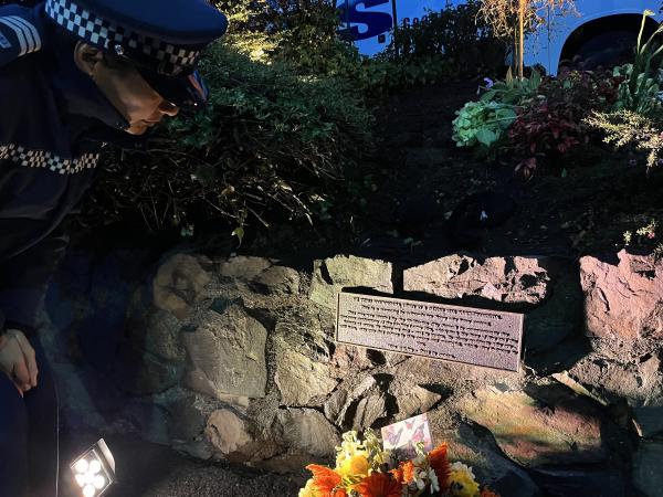 The unveiling of the plaque.