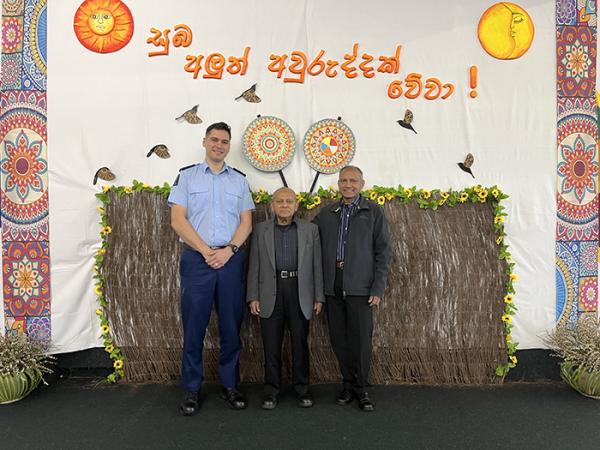 Constable Aston Lang with guest of honour Dr WY Rambukwelle and Southland Sri Lankan Society President Gama Rajapaksa.