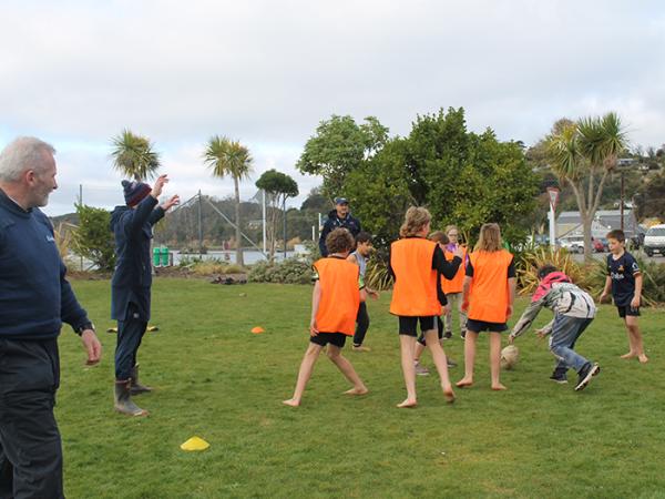 ... as were the Southland players he arrived with to teach the kids some new skills.