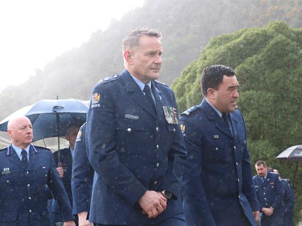 Superintendent Jason Guthrie and Inspector Dan Williams feel the spray biting at their faces as they are called on to Ōtākou Mar