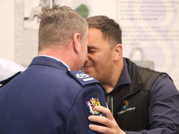 A hongi to welcome Senior Sergeant Scott Leighton to his new role in Wairoa.