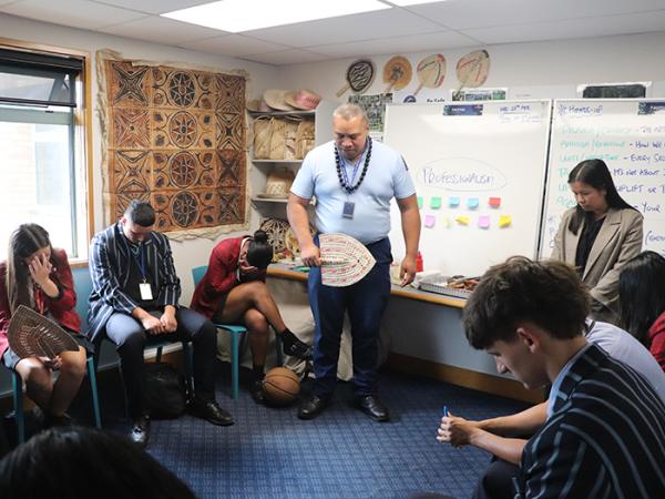 Sergeant Va'a Sula shared his experiences with the students.
