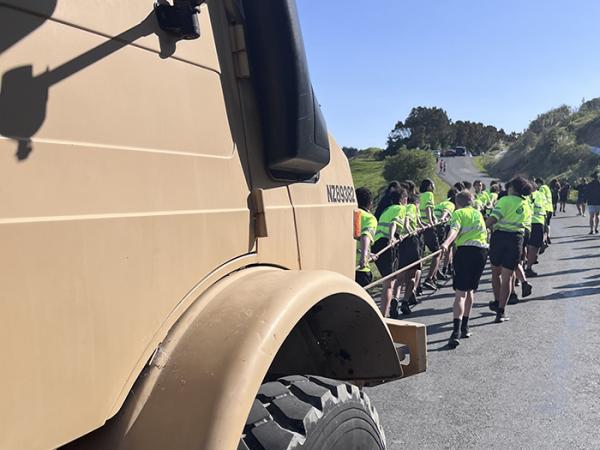CACTUS participants in Wairoa pulling a truck