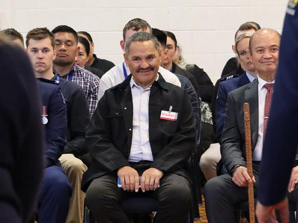 Patron Don Mann enjoying the pōwhiri.