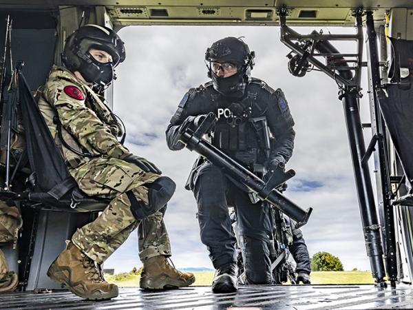 AOS enters the NH90. Photo: Tāmaki Makaurau Police Forensic Photographer Alex Stammers.