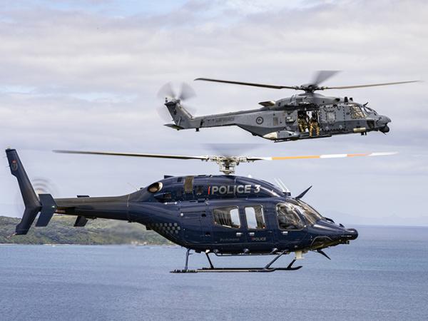 Police Eagle and the NZDF NH90. Photo: Tāmaki Makaurau Police Forensic Photographer Alex Stammers.