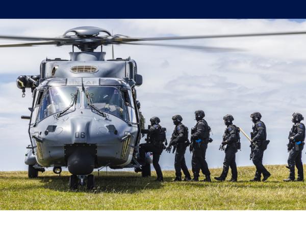 AOS members board the NH90. Photo: Tāmaki Makaurau Police Forensic Photographer Alex Stammers.