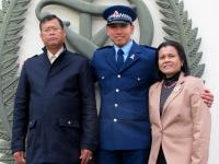 New Constable Jaroensuk with his parents at the Royal New Zealand Police College. Photo: Emma Inwood, RNZPC