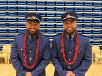 Graduate Simala Tupuono-Pepine on the left (Wing 369) and his identical twin Leasuasu (aka Jase) Tupuono-Pepine (Wing 365)
