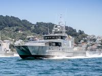 Deodar III, front, out and about with sister vessel Lady Liz IV during a visit to Wellington in 2018.
