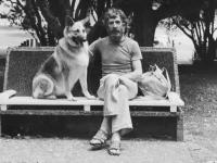 Simon Buis with family dog