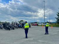 Mongols members and associates stop for Police at a checkpoint in Glasnevin.