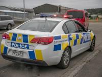 Car (rear view) with light bar on - 1